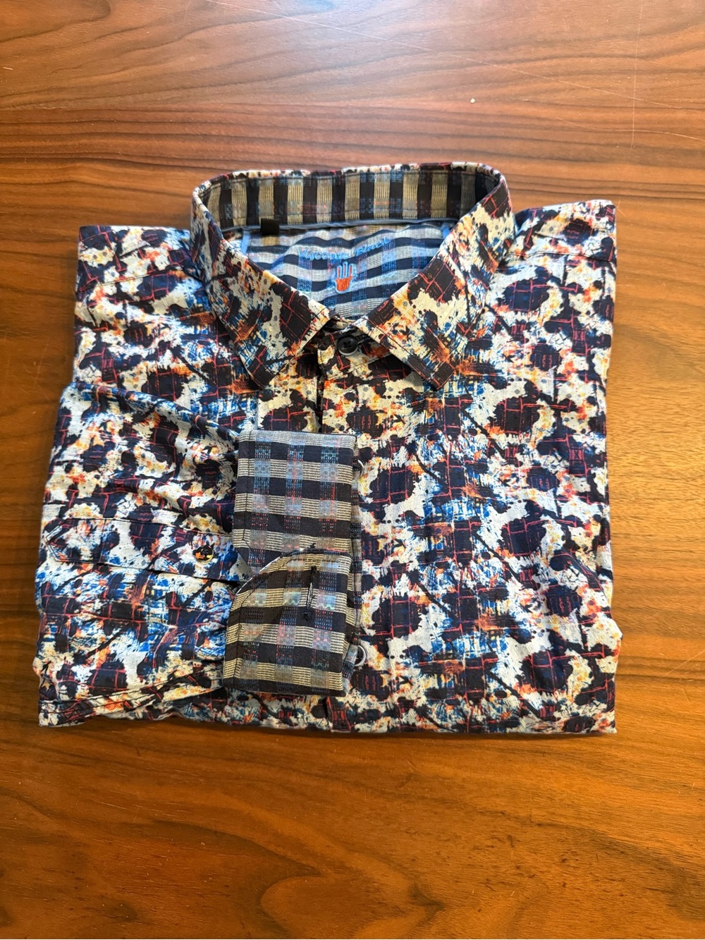 Visconti Black Men’s 3XLB Abstract Print Long Sleeve Button Down Shirt